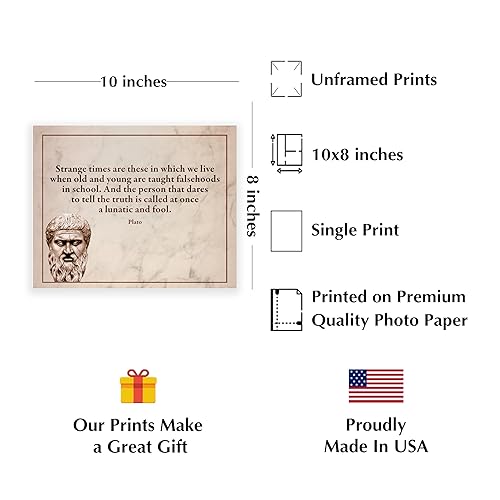 Miniatura 2 de Plato Quotes Inspirational Quotes Wall Decor, Strange Times" Typographic Inspirational Wall Art Print, Ideal Wall Decor for Home Wall Art, Office