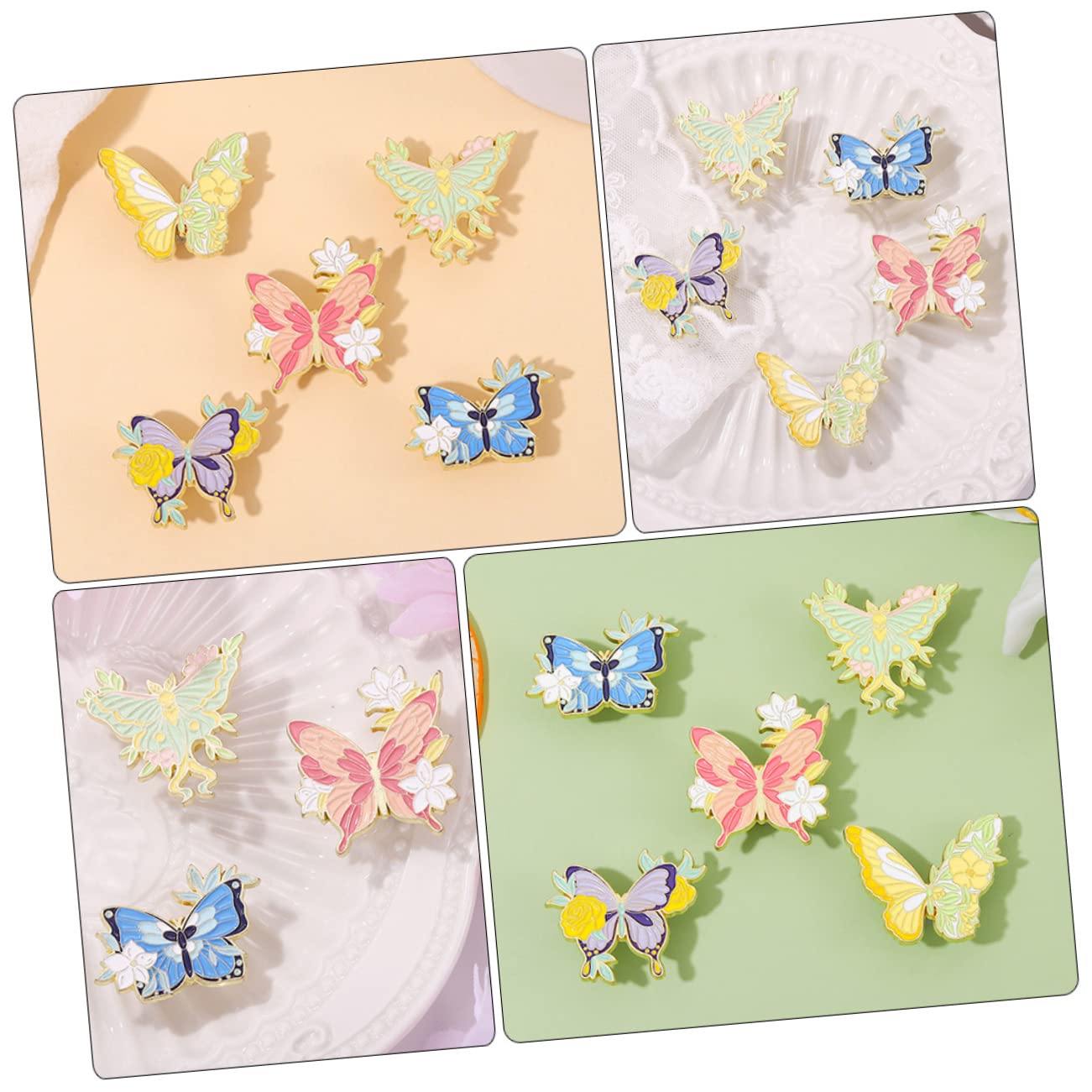 BESTYASH Spilla A Farfalla Decorazioni Floreali Spille Smalto Farfalle Spilla Per Giacche Spilla Farfalle Perno Della Fibbia Della Sciarpa Spilla Decorativa Per Foulard Lega
