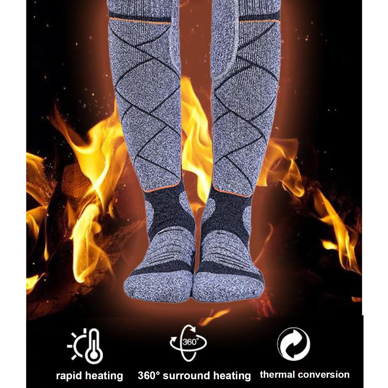 Calcetines Calefactables Recargables, Lavables Unisex Heated Socks, 3 Temperaturas, Amplia Zona de Calentamiento, para Ciclismo, Esquí, Pesca en Invierno