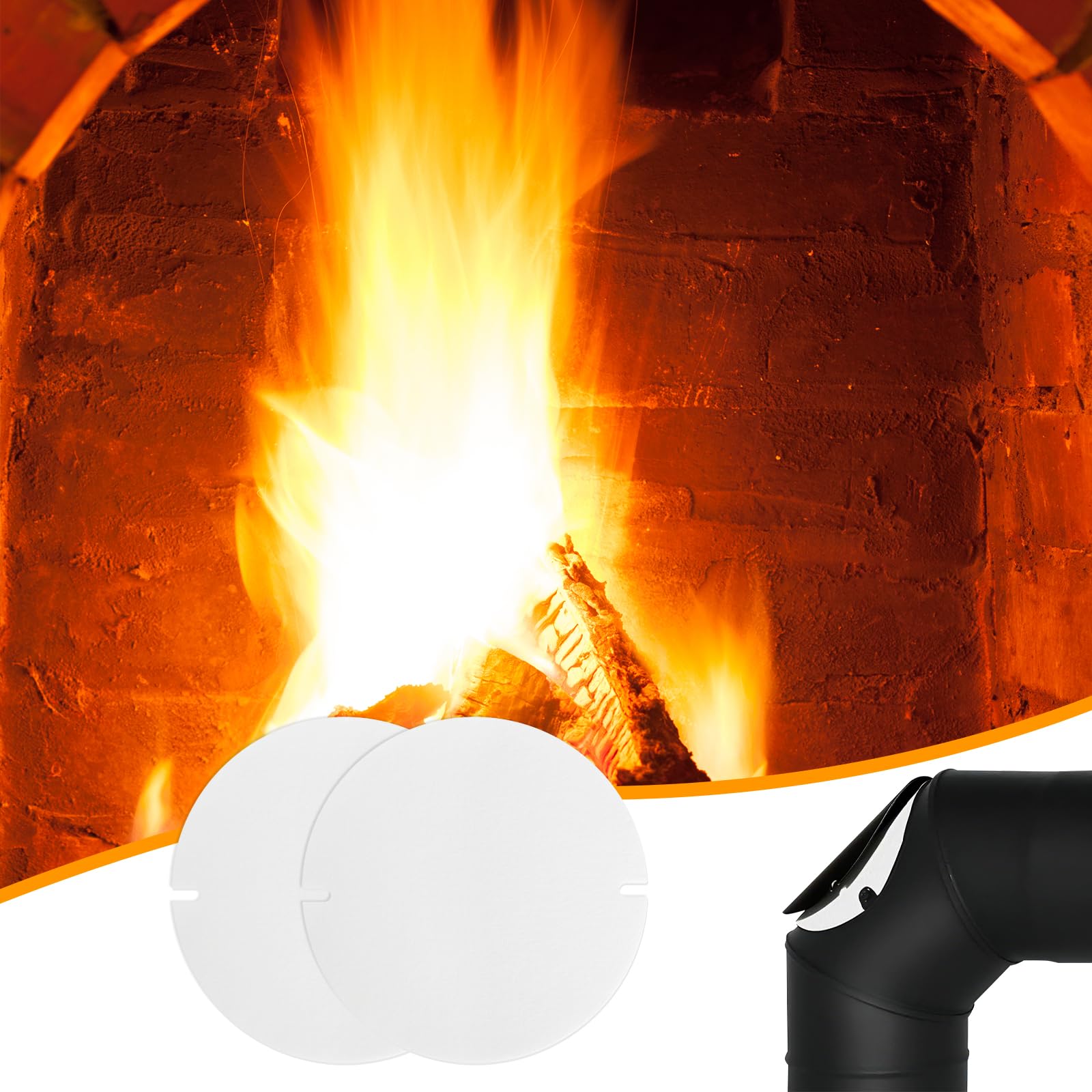 Kamin Dichtung 5 Stück Ofenrohr Abdichtung, Hitzebeständige Flachdichtung Ø155mm zuschneidbar Ofenrohr Klappe für Rauchrohr Reinigungsöffnung bis 1000°C für Schornstein, Werkstatt, Haushalt
