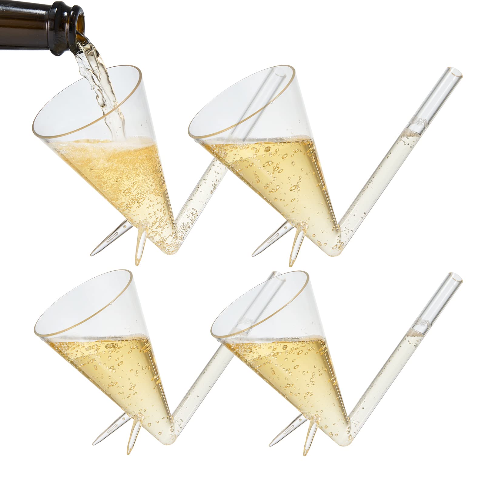 Champagne pétillant sans éclaboussures grâce aux flûtes Chug Flûtes Guzzler avec socle