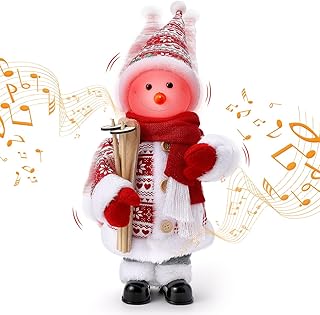 Electric Music Christmas Snowman, 12inch Electric Shaking Head Snowman Dancing Stuffed Plush Toy with Light, Battery Operated Singing Ornaments Snowman Doll Gift for Holiday Home Decor (Style 2)