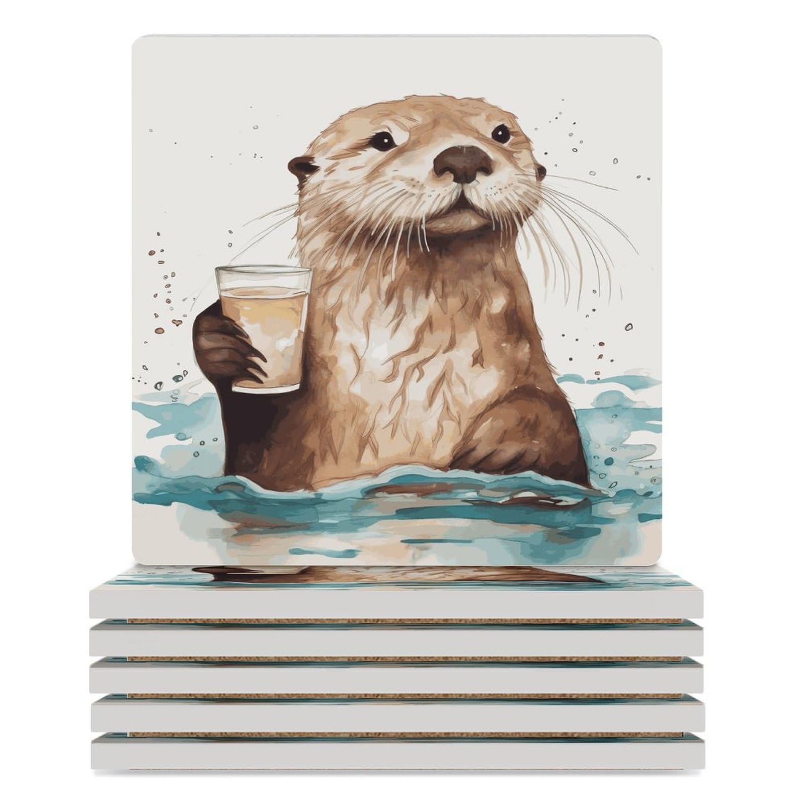 Dessous de verre loutre en céramique lot idéal pour cadeau de pendaison de crémaillère original