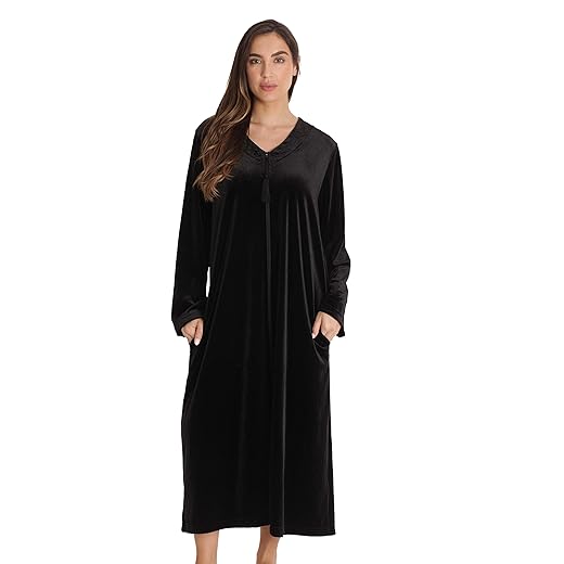 Just Love Plush Zipper Lounger Robe 6795-BLK-L