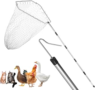 Chicken Net Catcher,74" Adjustable Extension Pole Chicken Hook Catcher Kit,The Animal Net Catcher Is Made Of Stainless Steel,Suitable For Catching Small Duck,Goose,Bird,Fish, Etc. (15.3 x 23.2" Net)