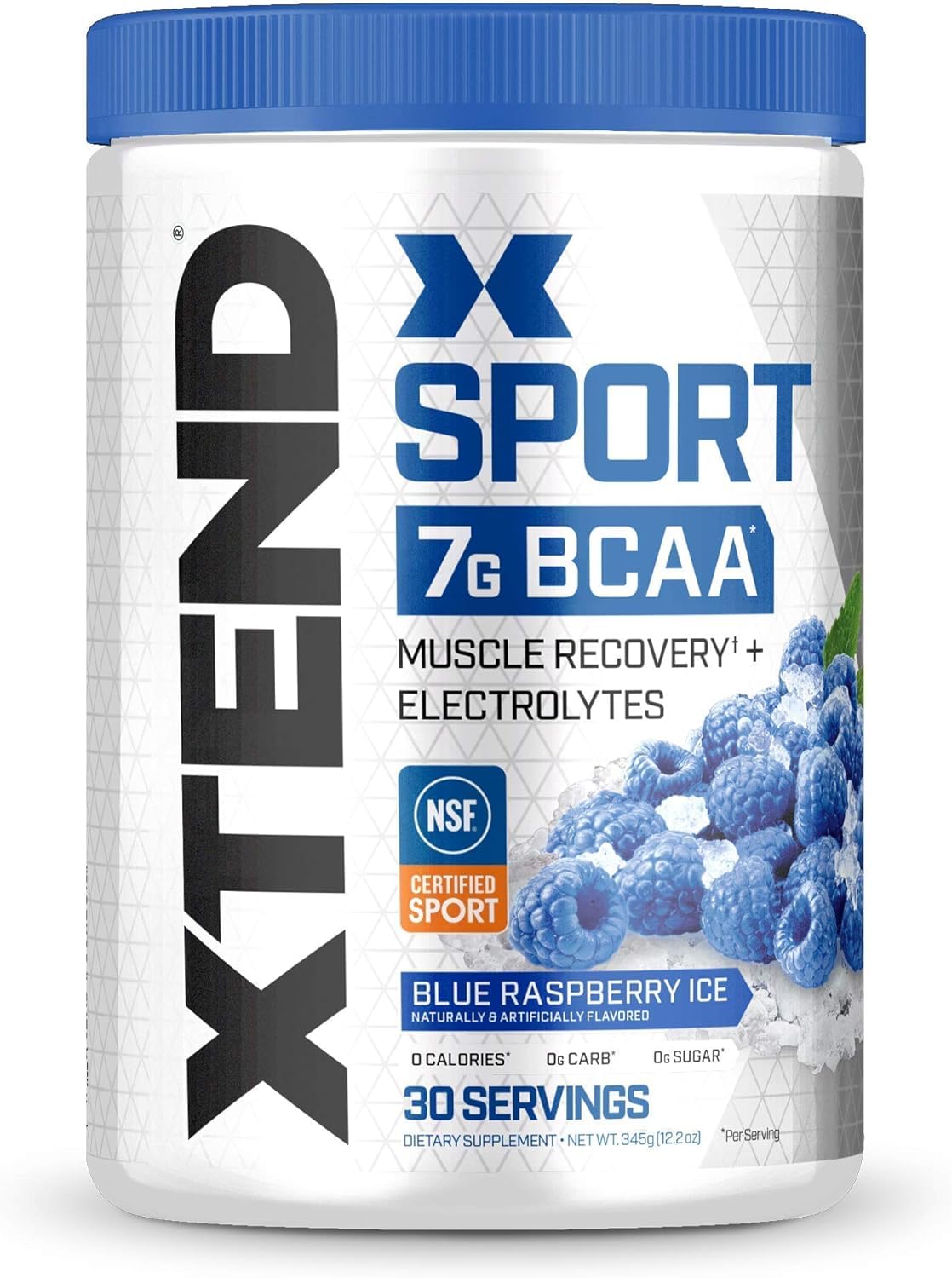 Original BCAA Powder Blue Raspberry Ice - ZERO CALORIE, ZERO CARB, ZERO SUGAR - Post Workout Muscle Recovery Drink with Amino Acids - 7g BCAAs for Men & Women - 30 Servings