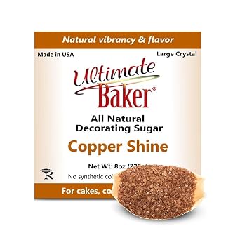 Ultimate Baker Decorating Sugar - All Natural Colored Sugar for Cake Decorating, Cupcakes, Cookies, Baking & Icing Topping, Large Crystal 8oz, Copper