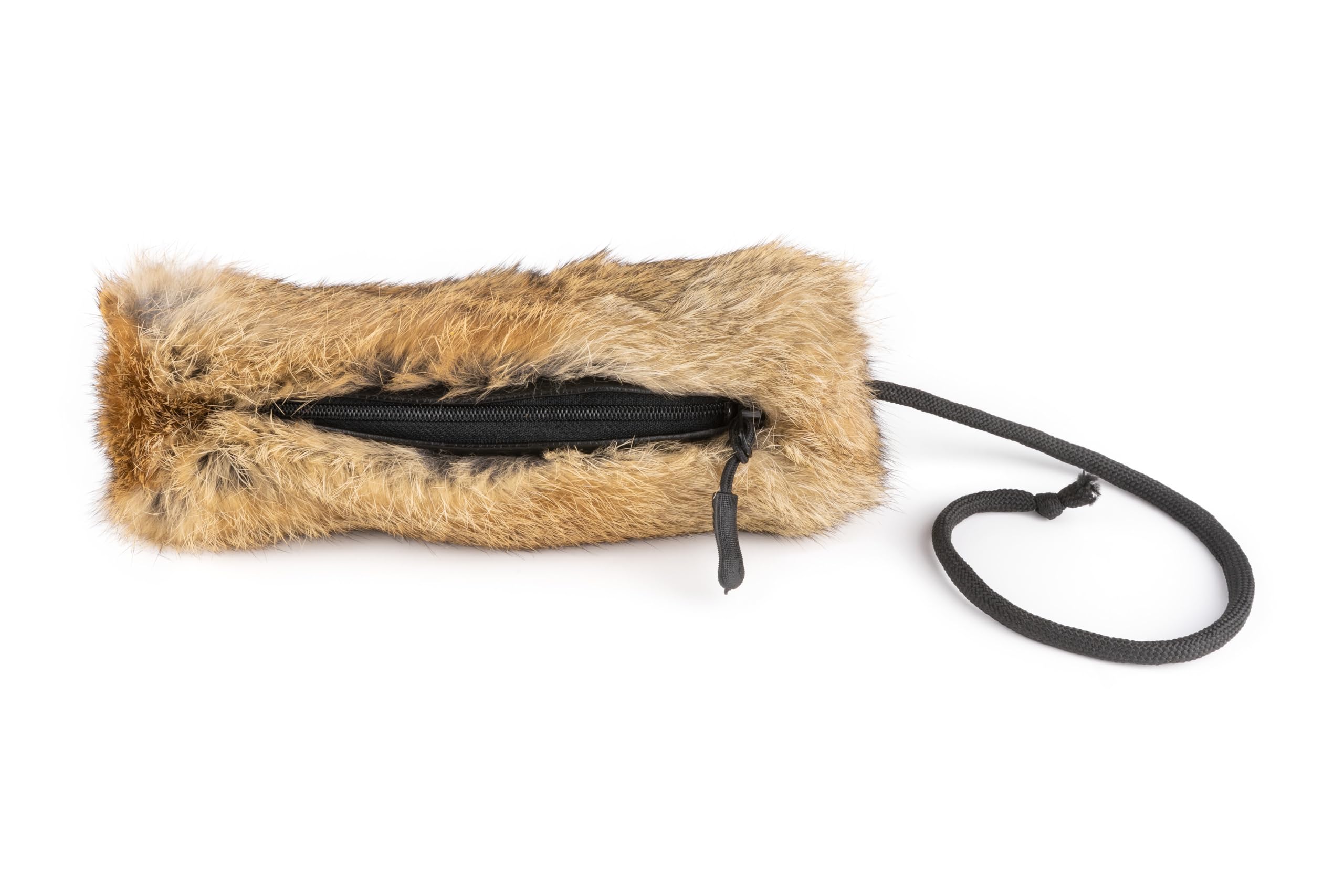 Robuster Futterbeutel aus Kaninchenfell für Hunde – Trainingsbeutel mit Reißverschluss & Kordel – Nasenarbeit & Belohnung – Hundetraining - Futterdummy für Jagd- & Apportiertraining