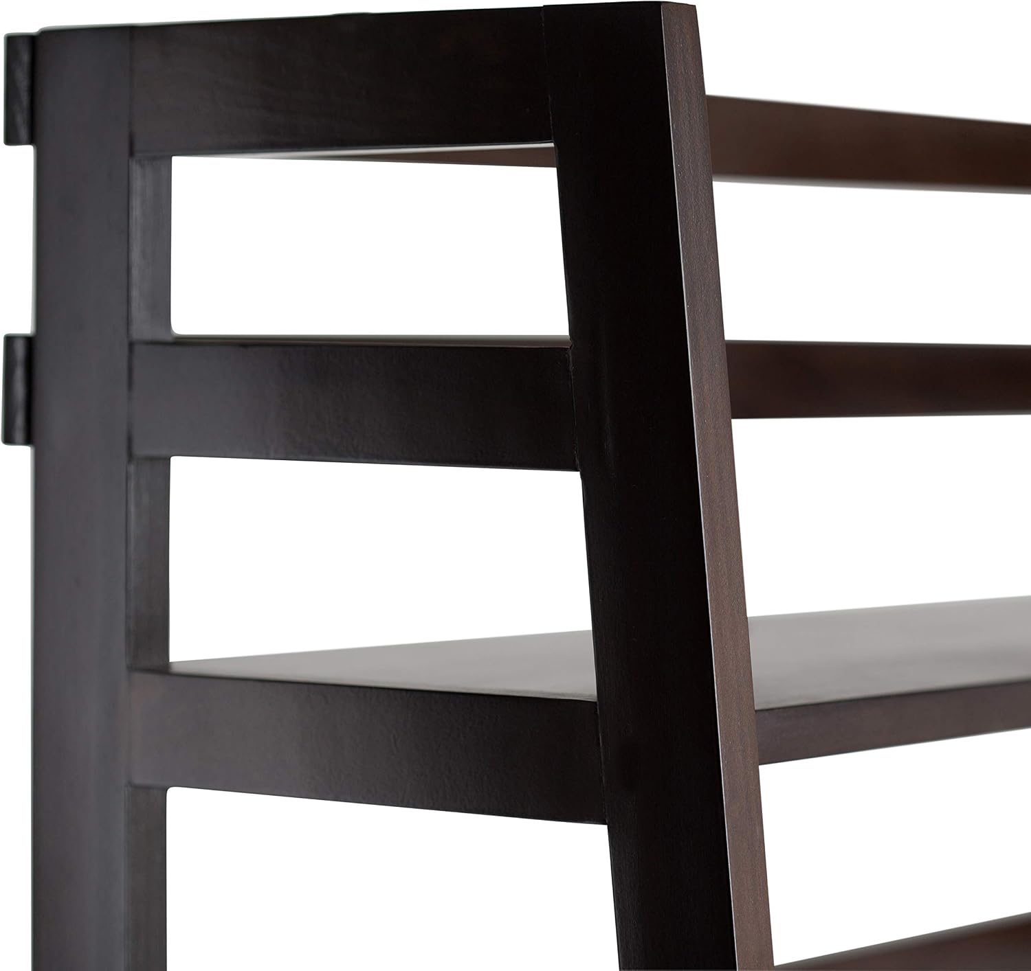 SIMPLIHOME Acadian Bookcase - 63 inch Tall 5-Shelf Solid Wood Ladder Shelf in Brunette Brown, Transitional Display Bookcase for Living Room, Study Room or Office with Slanted Frame and Open Storage