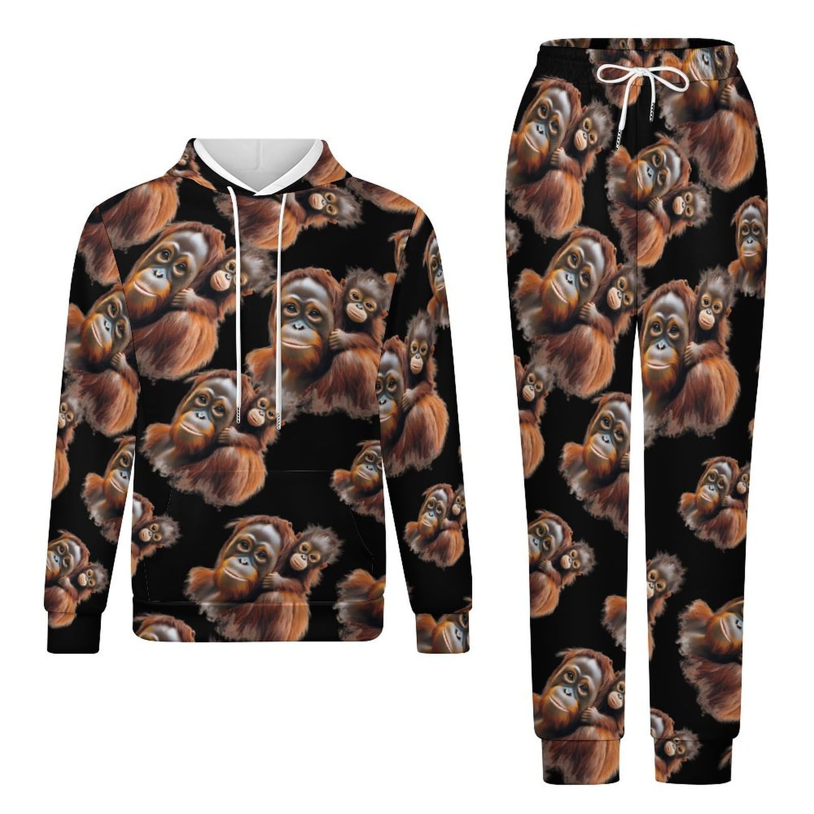 Orangutan Monkey - Conjunto de sudadera de 2 piezas para hombre, conjunto de chándal casual, sudadera cómoda con capucha