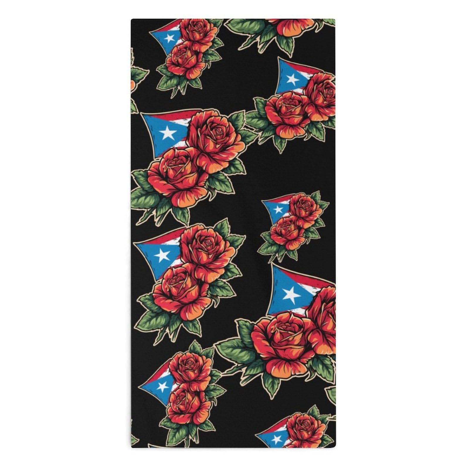 TXFBTRFSA Puerto Flag Rose Hand Towels for Adult Face Towel Bath Beach Swim Accessories