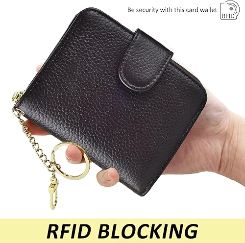 Miniatura 5 de Beurlike Cartera de tarjeta de crédito RFID para mujer, estuche organizador de cuero para mujer, pequeño titular de la tarjeta de seguridad