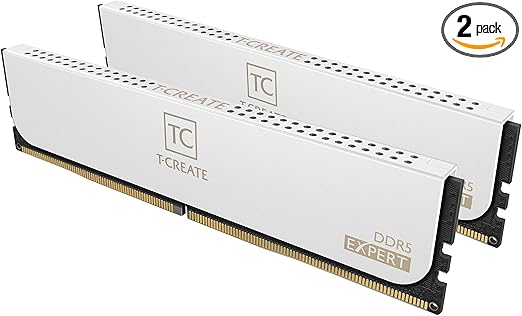 TEAMGROUP T-Create Expert Overclocking 10L DDR5 64GB Kit (2 x 32GB) 6000MHz (PC5-48000) CL34 Intel XMP 3.0 & AMD Expo Compatible Desktop Memory Module Ram White - CTCWD564G6000HC34BDC01