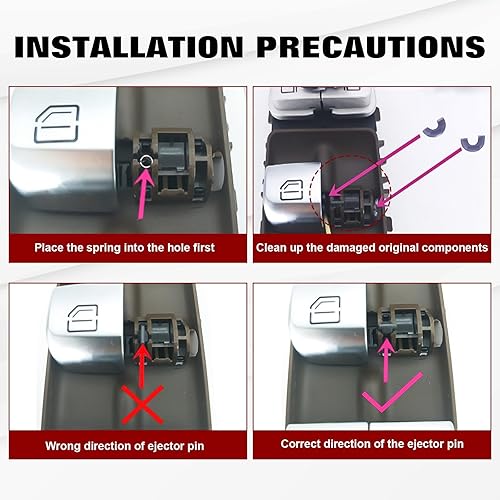 Miniatura 8 de Xotic Tech - Tapa de botón de repuesto para control de ventana de automóvil, color plateado, para reparación del interruptor maestro de elevación de