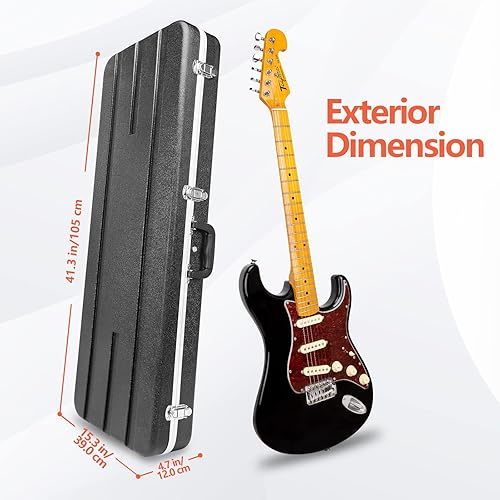 Miniatura 3 de MUZNOTE Funda para guitarra eléctrica ABS para guitarra eléctrica, funda rígida de espuma de 1.1 pulgadas, acolchado interior grueso para guitarras
