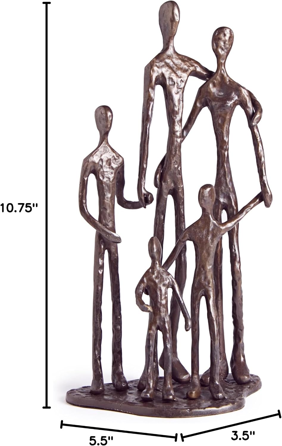 Danya B. Home Shelf Décor (ZD11021) - Sand Casted Metal Art Bronze Sculpture Family of Five - Lined with Velveteen