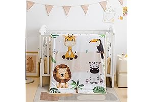 Juego de Sábanas para Cuna de Bebé Niña - Tiernos Animales de Safari