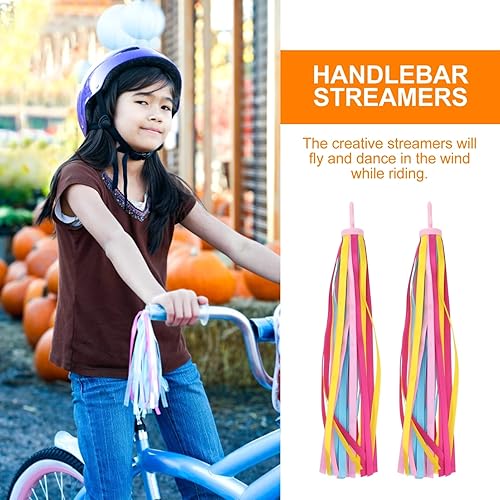 Miniatura 6 de 2 pares de serpentinas coloridas para manillar de bicicleta, serpentinas para manillar de scooter para niños, accesorios de transporte de borlas