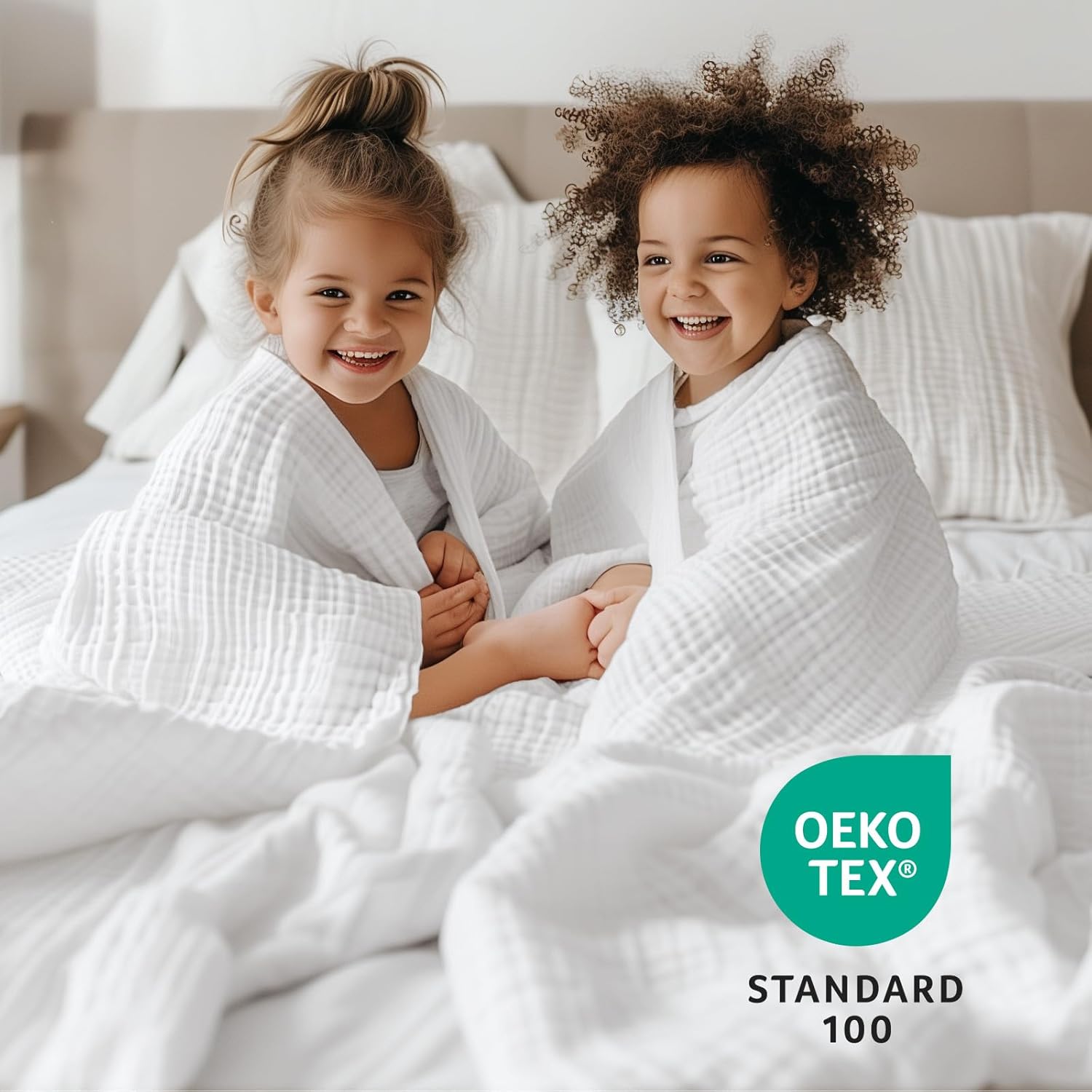 100% Cotton Muslin Blanket Large 50" x 70", 6 Layers Breathable and Lightweight Cotton Blankets for Bed and Couch, Quilt Bedspread, Gauze Throw for Adults, White - Image 4