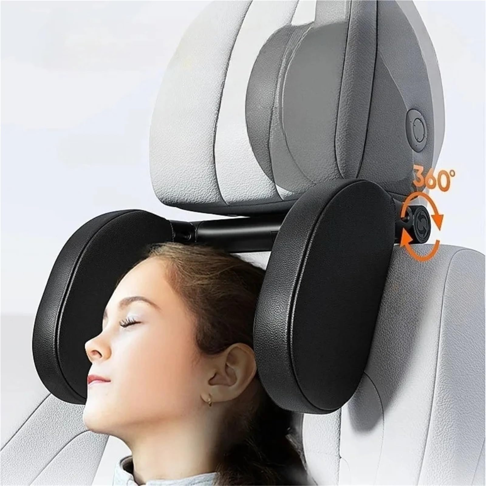 Reposacabezas Coche Almohada para reposacabezas de Coche, Ajustable 360°, para Dormir, Soporte para Cabeza y Cuello, cojín para Descansar el Asiento.(Black)