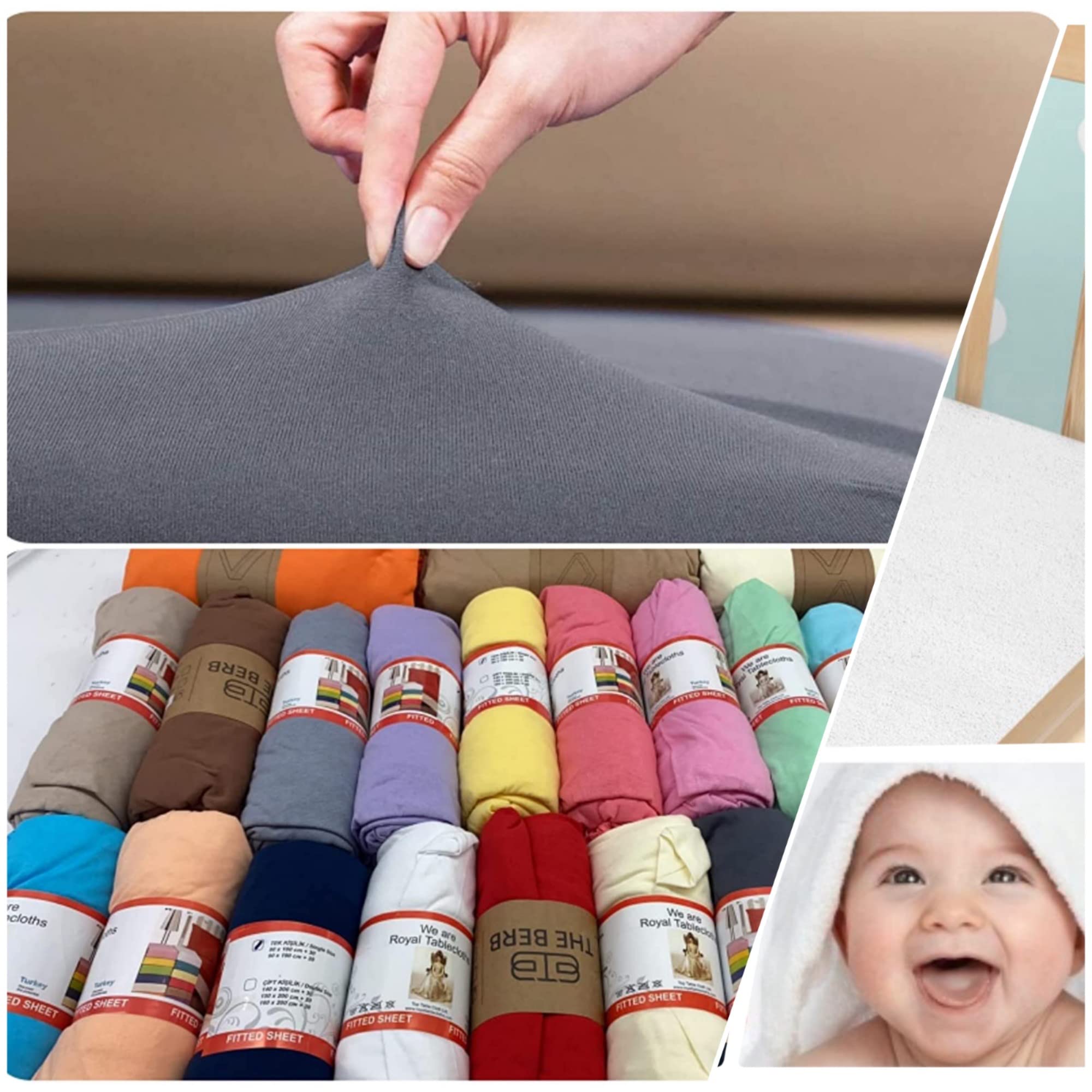 Jersey Fitted Sheet premium quality 100% Cotton Bed Sheet soft Non-Iron Wrinkle resistant (Purple, Baby 60x120 cm (2pieces))