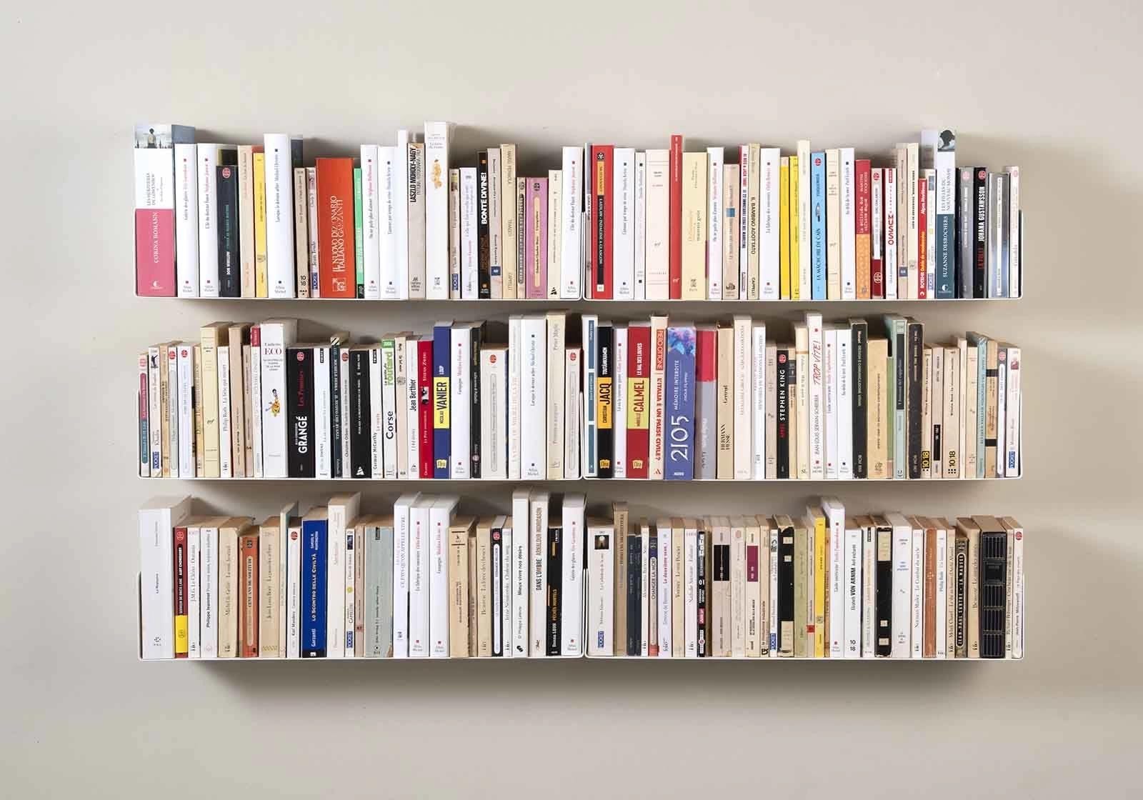 TEEbooks - 6 Estantes de Pared para Libros 60 cm | Estantería Invisible y Minimalista | Librería Flotante | Blanco | Made in Italy | Acero de Calidad | Fácil Fijación