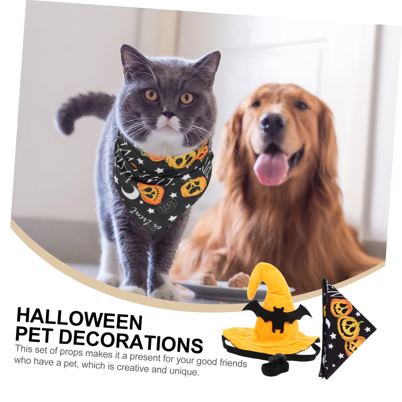 BESPORTBLE 5juegos Disfraz De Halloween para Mascotas Sombrero De Calabaza y Bandana Decorativa Conjunto para Gatos y Perros para Fiestas y Fotografía
