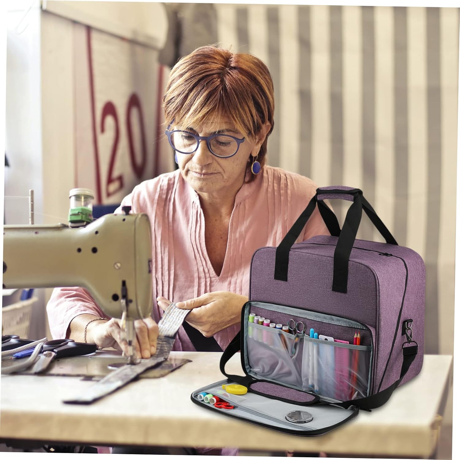 Sewing Machine Bag Oxford Cloth Travel Tote Small Storage Case for Small Travel Bag