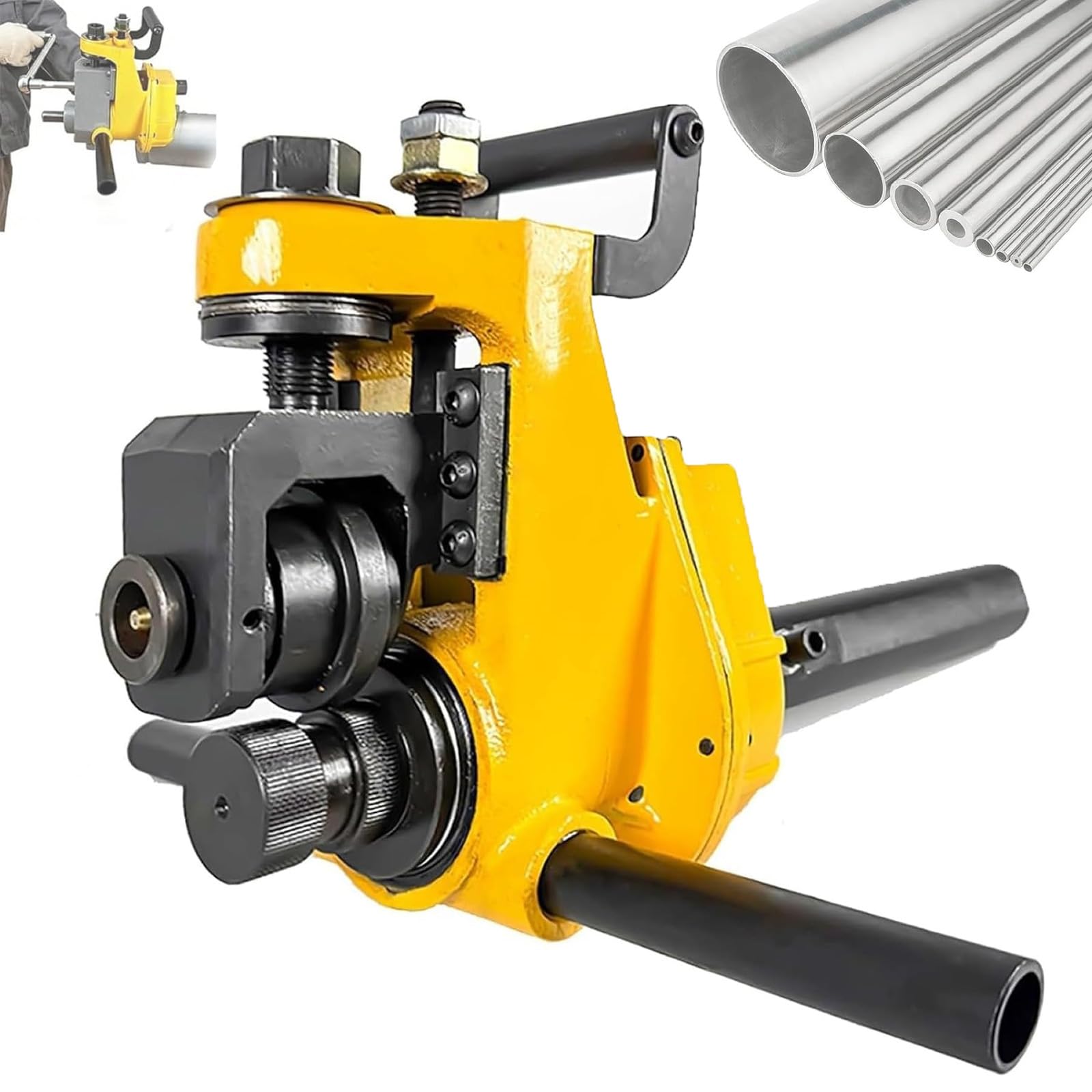 ksxnkhk Pipe Grooving Machine, Hand Operated Roll Groover Tool with Adjustable Depth, Stable Manual Pressure Control, for Steel, Aluminum, Stainless PVC