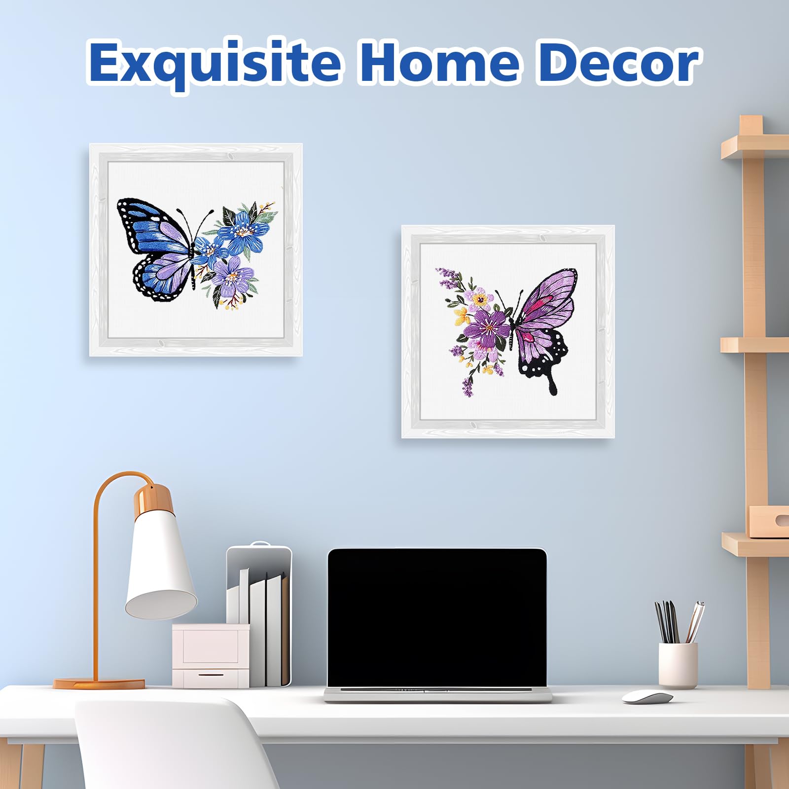 TAIHOBO Kit Ricamo Farfalle Per Principianti - 2 Set Completi Con Telaio, Aghi, Fili E Istruzioni - Foto 2