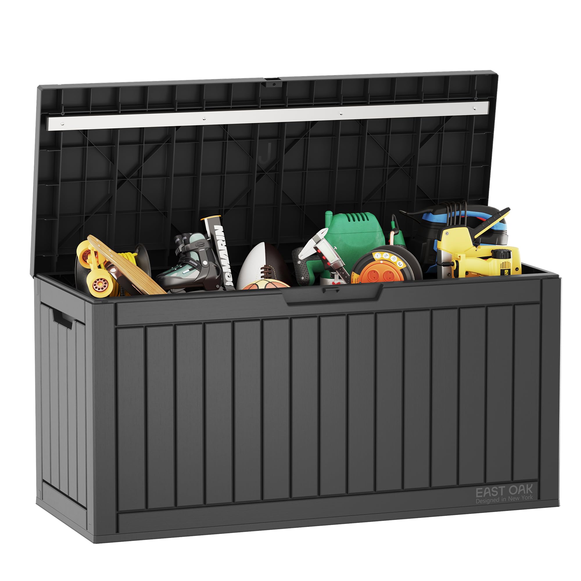 MunteLock Waterdichte Tuinhuishoes, Outdoor Opbergboxhoezen met Snelopenende Hellingtop compatibel met Store It Out-serie, 420D Oxford bruin (135 x 75 x 114 cm