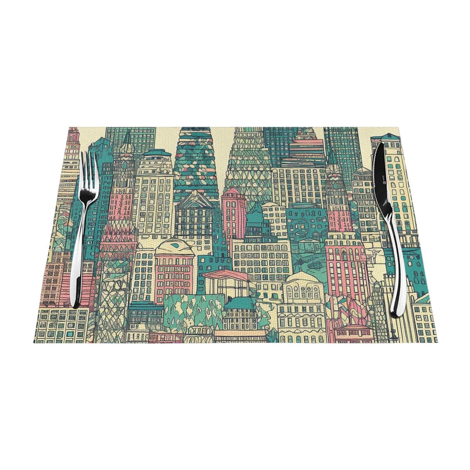 Set de table en vinyle lavable lot de 6 tapis de table antidérapants Austin Texas 30x45 cm
