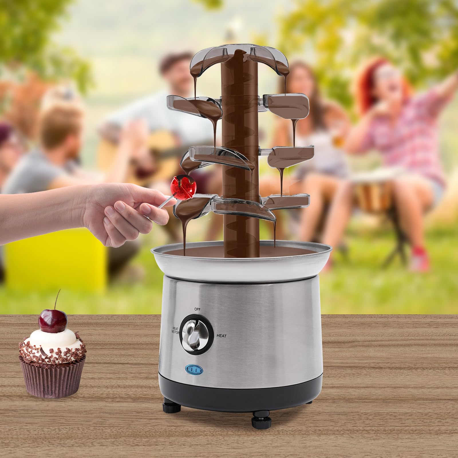 Fontana di cioccolato a 4 livelli, fontana di cioccolato, 1,2 l, in acciaio inox, 190 W, 38-45 °C, per feste di famiglia, matrimoni, compleanni, anniversari, lauree, YTJFG8915