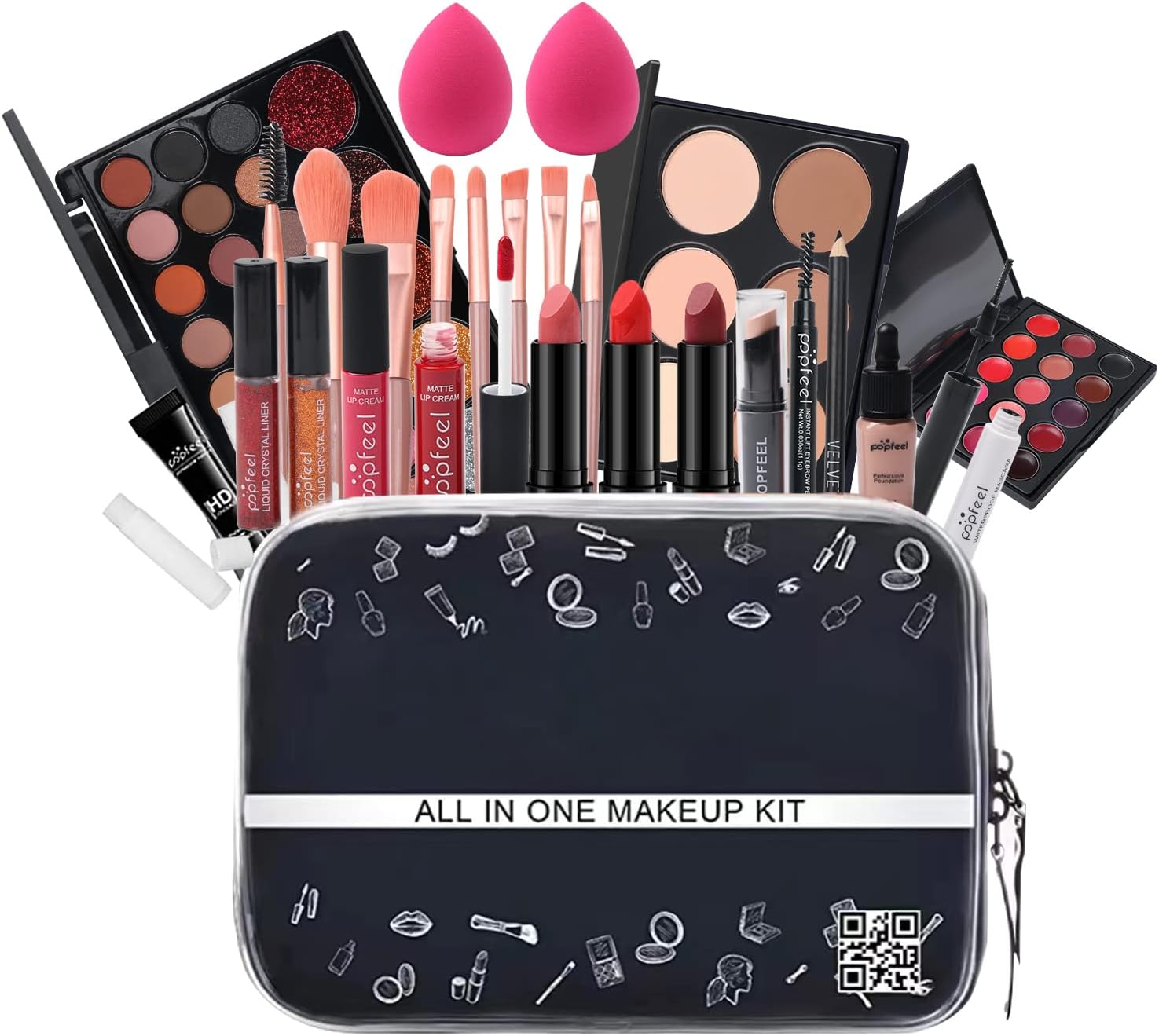 Makeup Kit All-in-one Makeup Gift Set for Women Full Kit,Include Makeup Brush Set,Eyeshadow Palette,Glitter eyeshadow,Lip Gloss Set,Foundation,Highlights,Mascara,Eyebrow (29color kit)