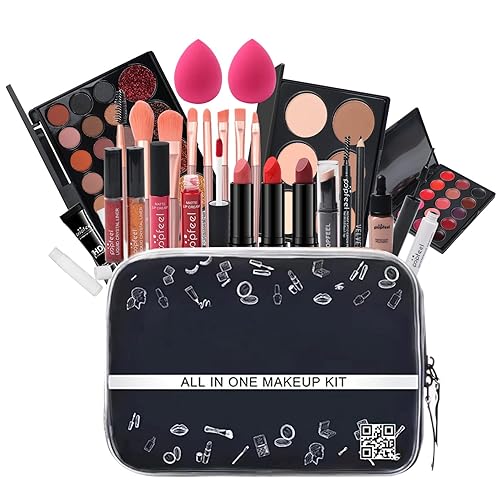 Miniatura 1 de Kit de maquillaje todo en uno para mujer, incluye juego de brochas de maquillaje, paleta de sombras de ojos, sombra de ojos con purpurina, juego de