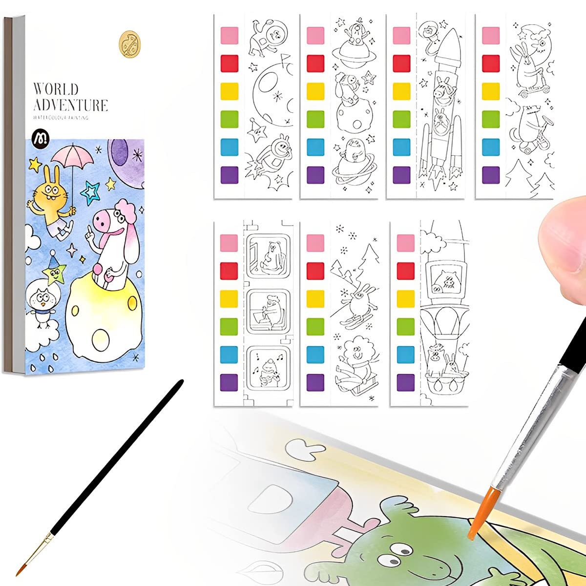 HASTHIP Magic Water Book For Kids, Activity Books Coloring Books, Watercolor Painting Books With 1 Paint Brush, 20 Sheet Watercolor Paint Book Gift For Kids Over 3+ Years Old (World Adventure), Blue (B0BQDD5MR2) Amazon Price History, Amazon Price Tracker