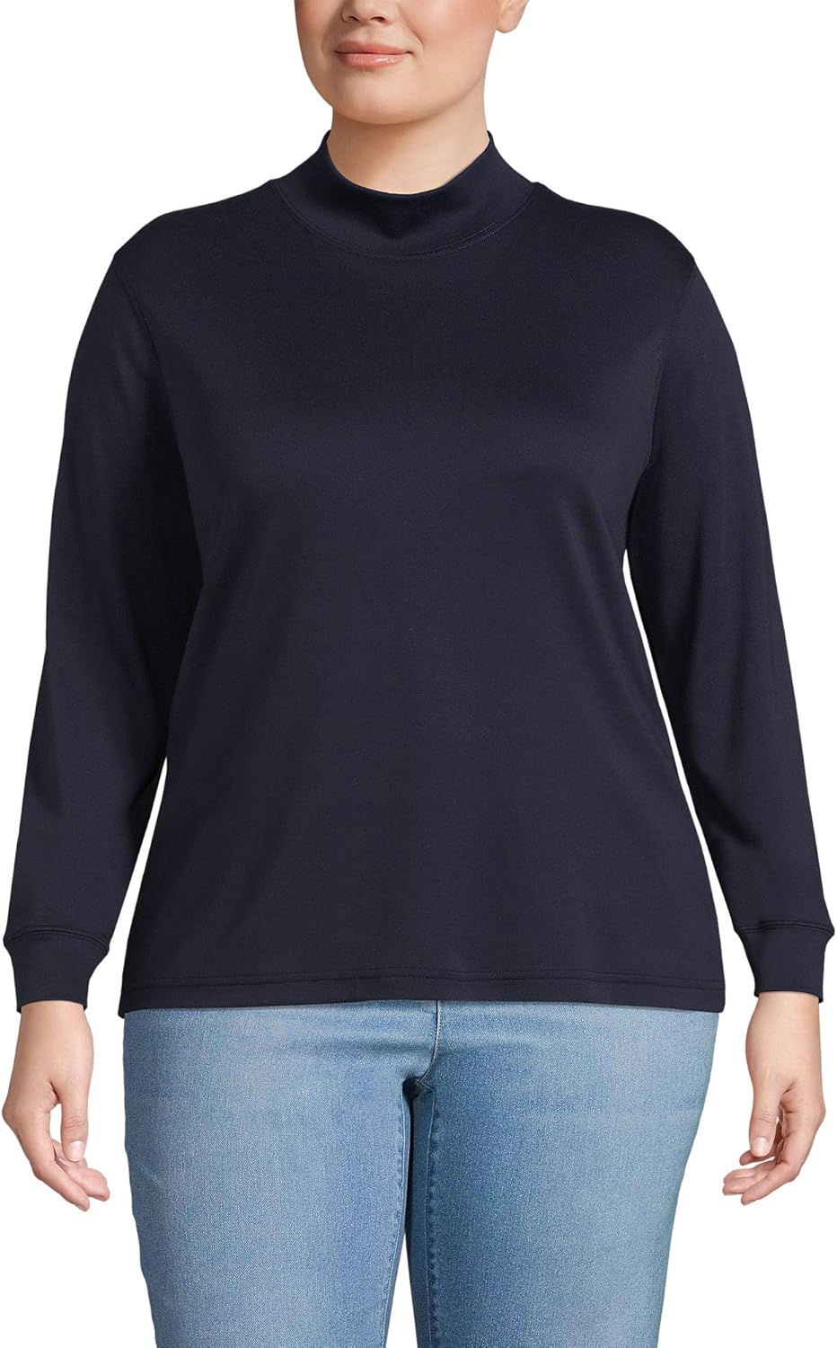 Lands' End Women's Long Sleeve American-Grown Supima Cotton Mock Turtleneck Shirt