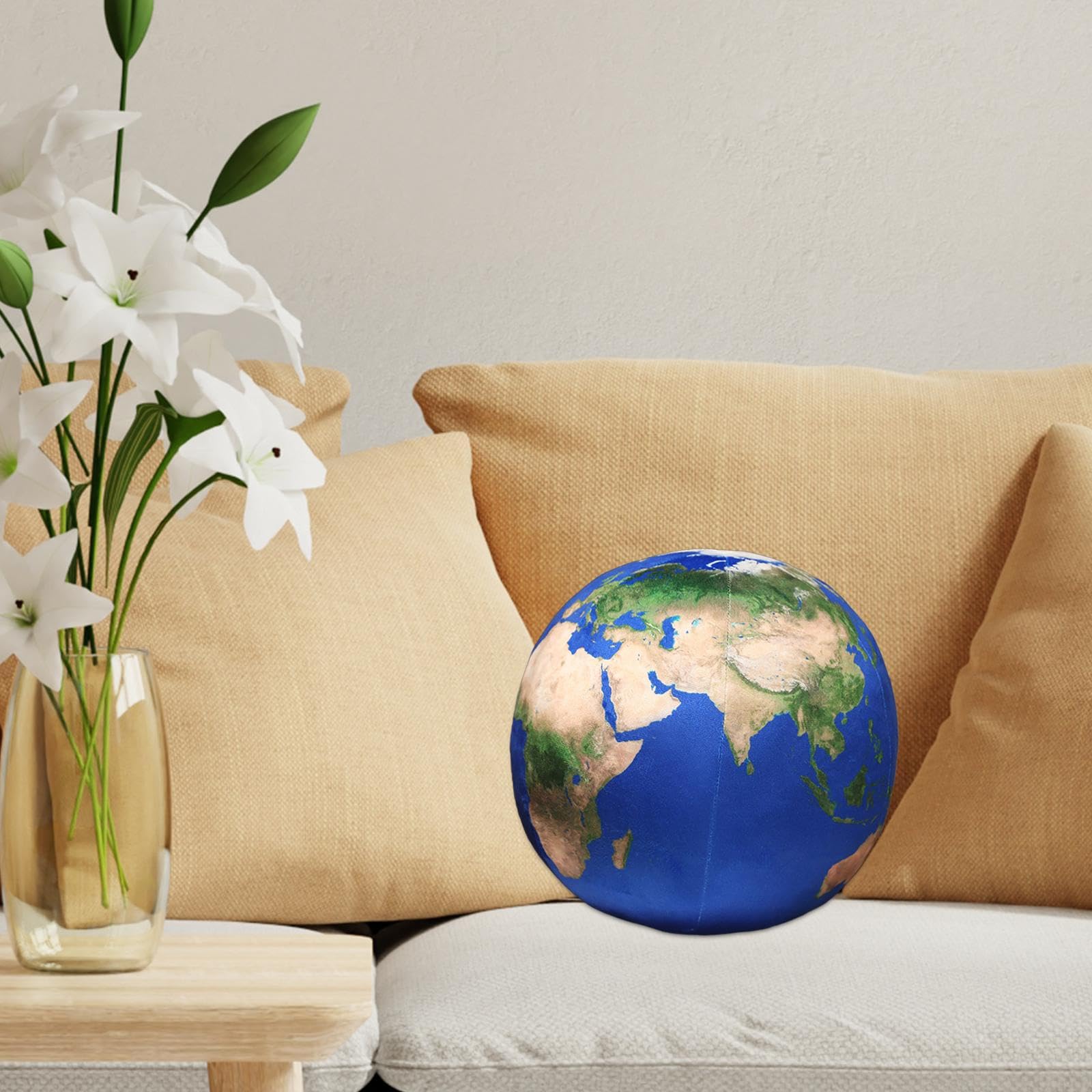 Peluche a Forma di Pianeta, Giocattolo Imbottito per Bambini, Cuscino Scientifico Rotondo, Realistico, Pianeta Terra, Giocattolo Imbottito per Bambini, Azzurro 17cm