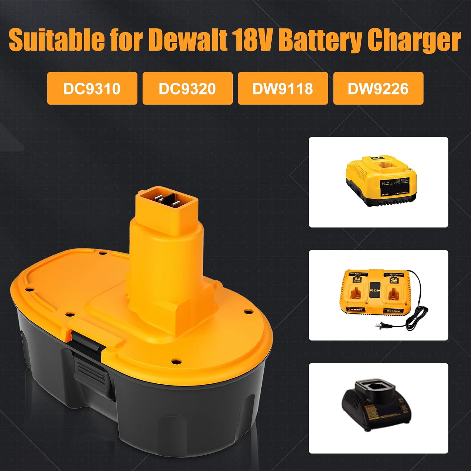 2Pack 18 Volt 18V For Dewalt 18V XRP Battery DC9098 DC9099 DC9096 NiMH
