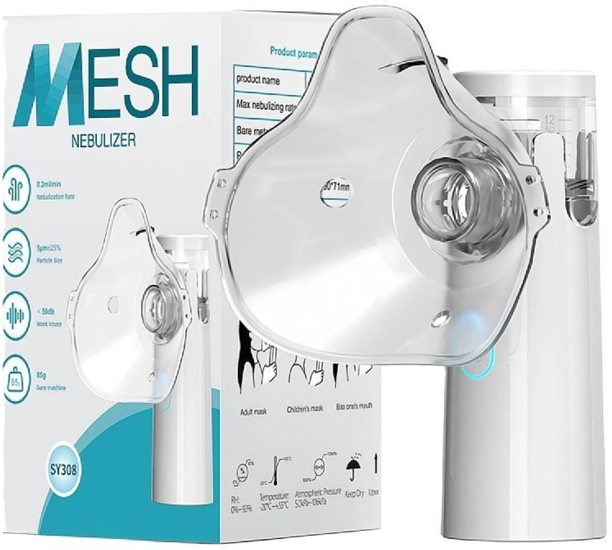 Umite Chef Portable Mesh Nebulizer Machine for Adults & Kids – USB Rechargeable Silent Handheld Nebulizer for Cough, Asthma, COPD & Breathing Therapy – Ultrasonic Vaporizer with Child & Adult Mask-image-34