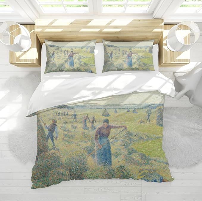 LANDERSION Harvest Scene Duvet Cover Hard Work Farmers