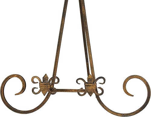 Miniatura 4 de Deco 79 Caballete de mesa de metal con soporte plegable, soporte de exhibición de 11 x 10 x 14 pulgadas, dorado