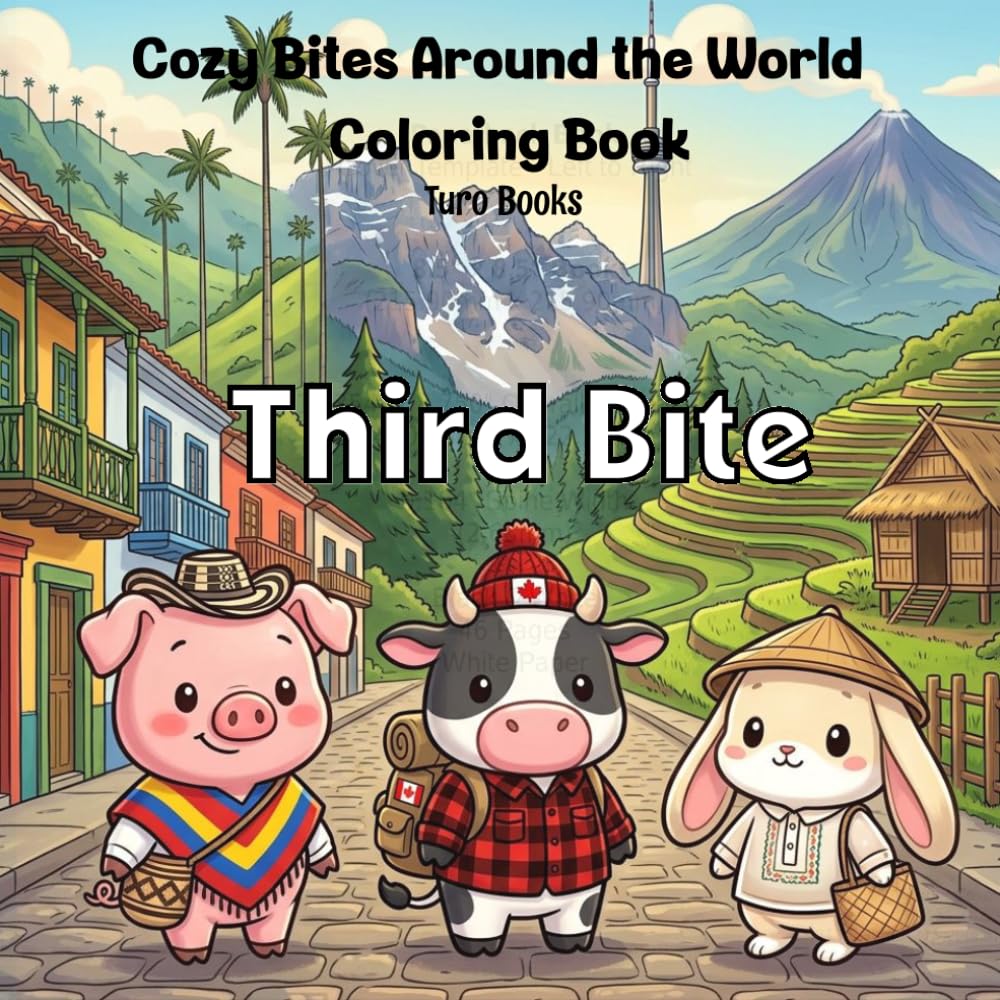 Cozy Bites Around the World Coloring Book: Third Bite: Cute Animal Food Adventures with Fun Facts