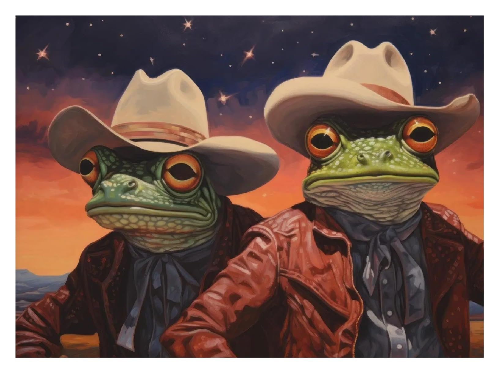 Xenite D Wall Art Canvas Prints Whimsical Funny Cowboy Frog Oil Posters Trendy Wil Cats West Prints Canvas Painting Wall Art Pictures Home Room Ecor(,30X40cm)