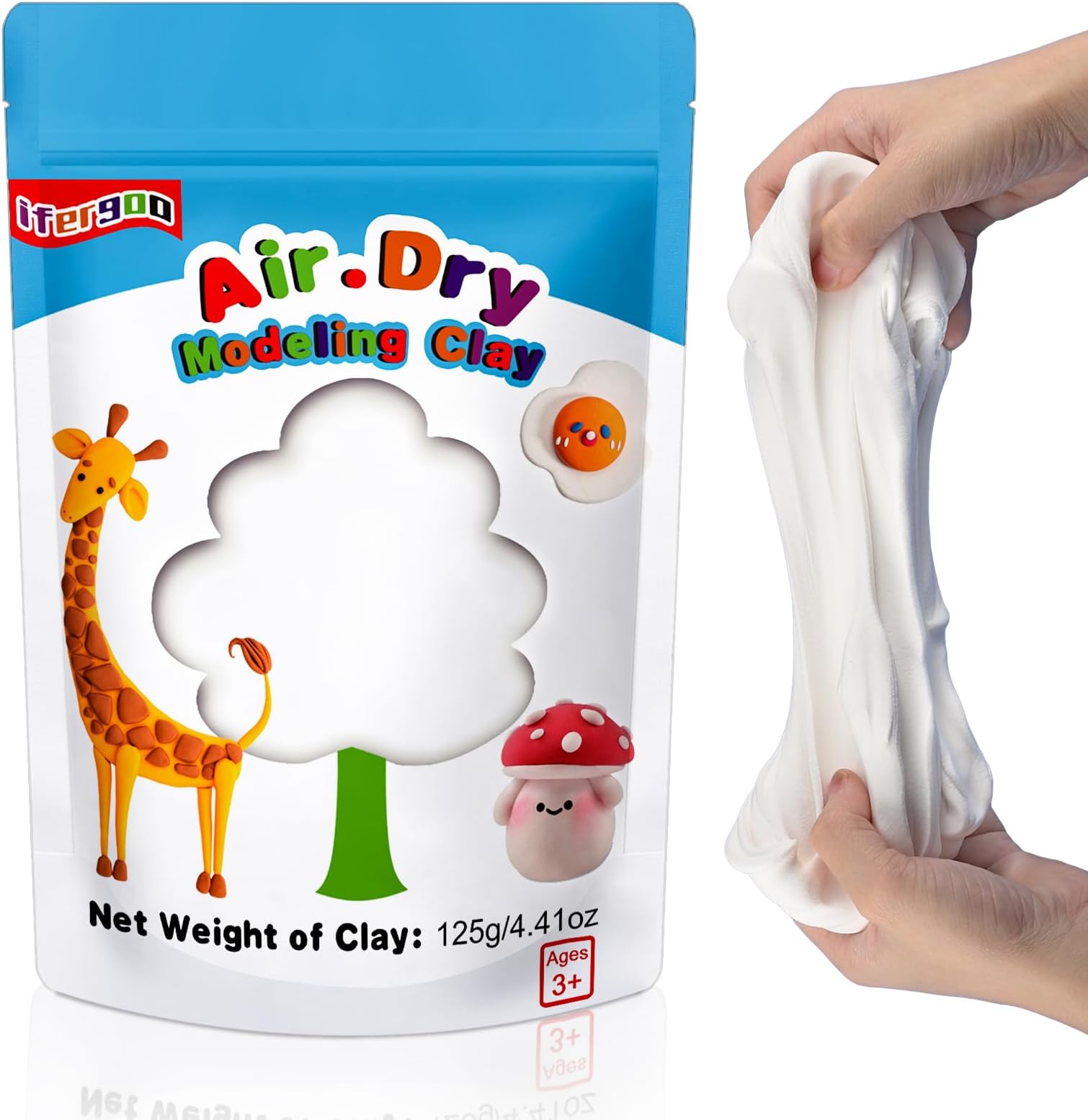 ifergoo Foam Modeling Clay, White Air Dry Clay, Super Light Magic Clay for School Art & Craft Project, Soft, No-Sticky & Non-Toxic, Best Gift for Age 3-12 Kids