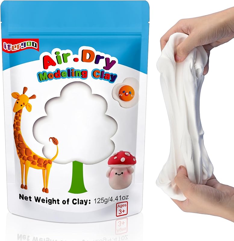 ifergoo 125g Foam Magic Modeling Clay, 4.41 oz White Air Dry Clay for Kids
