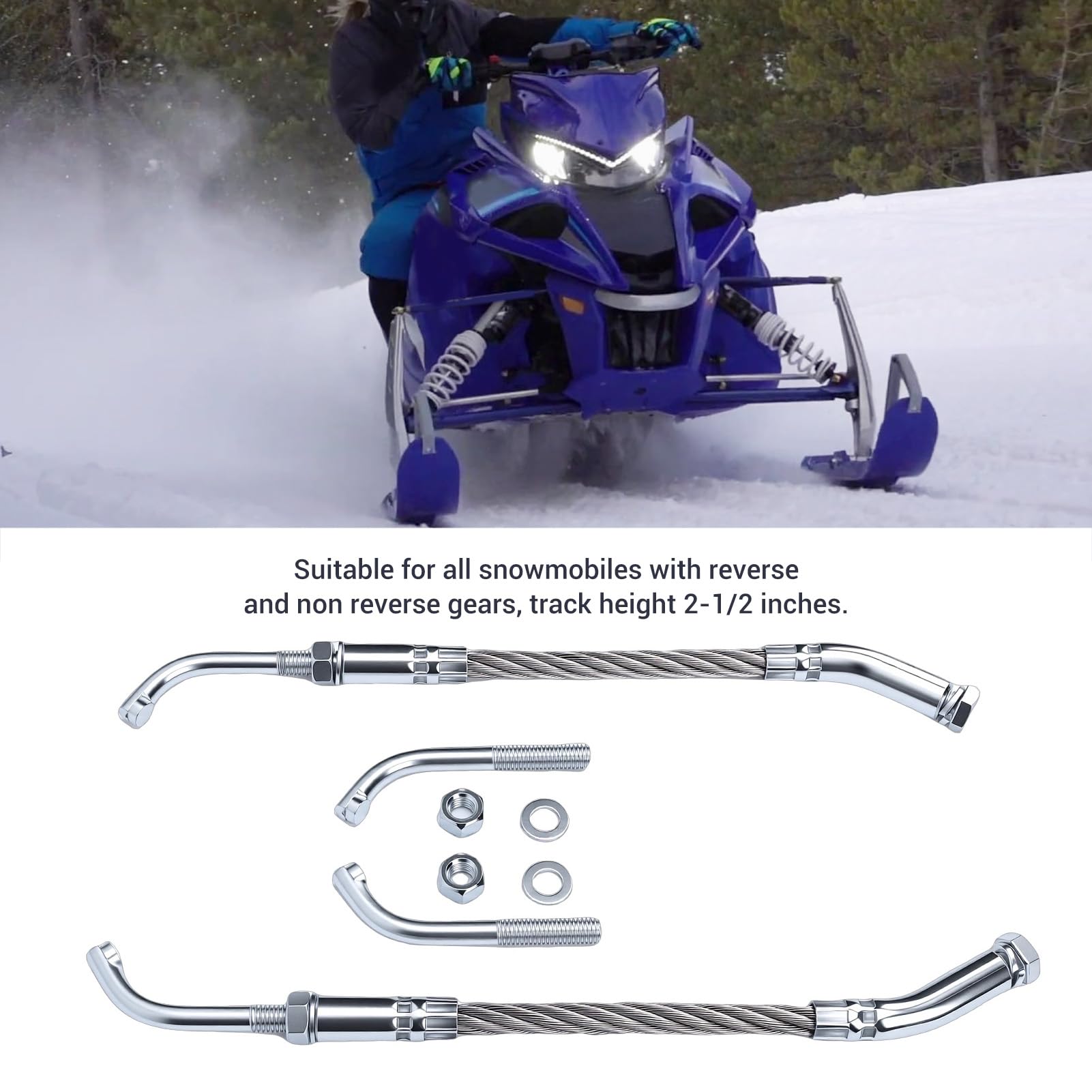 banapoy Eiskratzer Kit für Schienenhöhe 2-1/2 Zoll Alle Schneemobile mit Rückwärts und Nicht Rückwärtsgang Ausgestattet, Schneekratzer Kit für Verbesserte Traktion und Stabilität