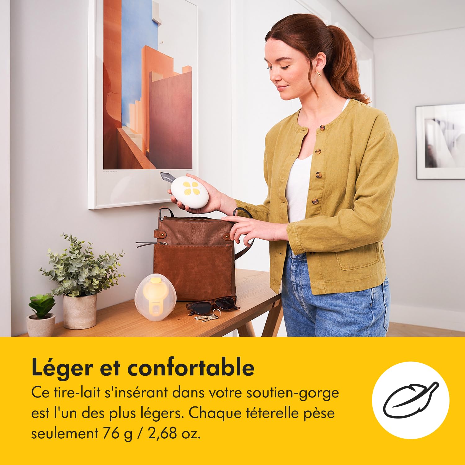 Medela Tire-lait électrique simple Solo Hands-Free, design léger et compact, compatible avec l'application Medela Family