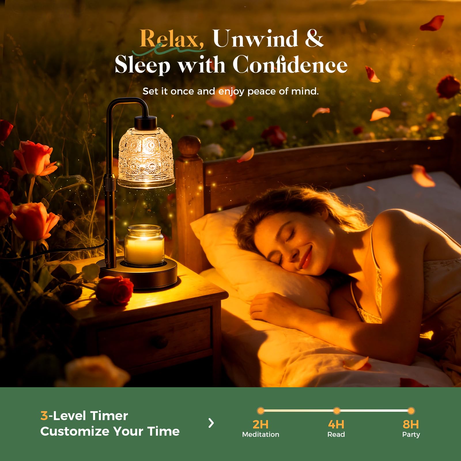 Candle Warmer Lamp with Timer Dimmer, Adjustable Height Wax Melt Warmer for Jar Candles, Housewarming Gift, Birthday Mother's Day Valentines Gifts for Women Mom Sister Wife Bedroom New Home Room Decor — view 4