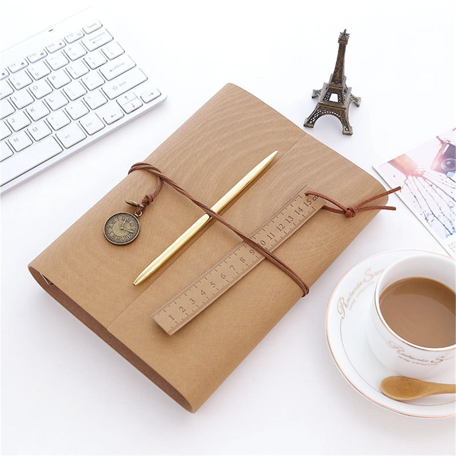 Vintage-Leder-Scrapbook, Hochzeit, Familie, lose Blätter, DIY-Bilderalbum, Scrapbooking, selbstklebendes Erinnerungs-Gästebuch Für Zum Jubiläum(Coffee)